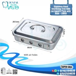 Stainless Steel Sterlizing Tray With Lid Square Plate With Holes - Large Size